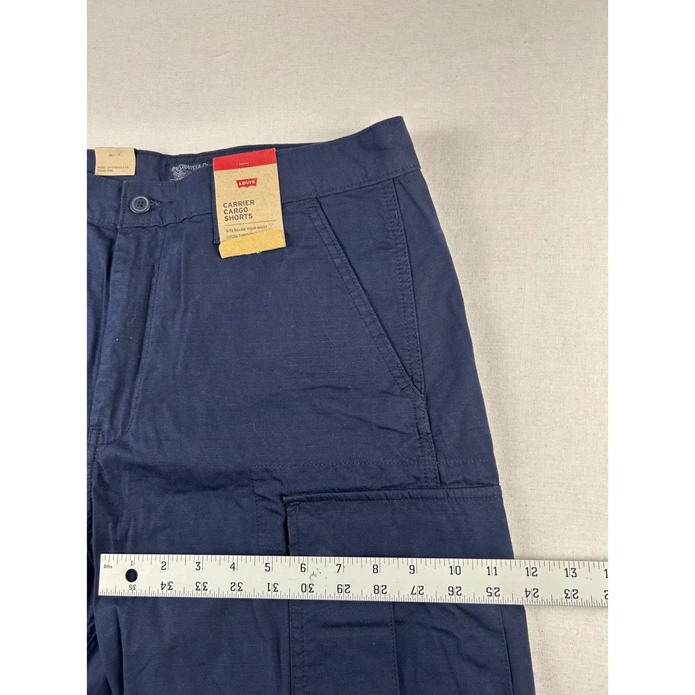 Levis Mens Carrier Cargo Shorts Navy Blue Ripstop Loose Fit Size 32 232510155